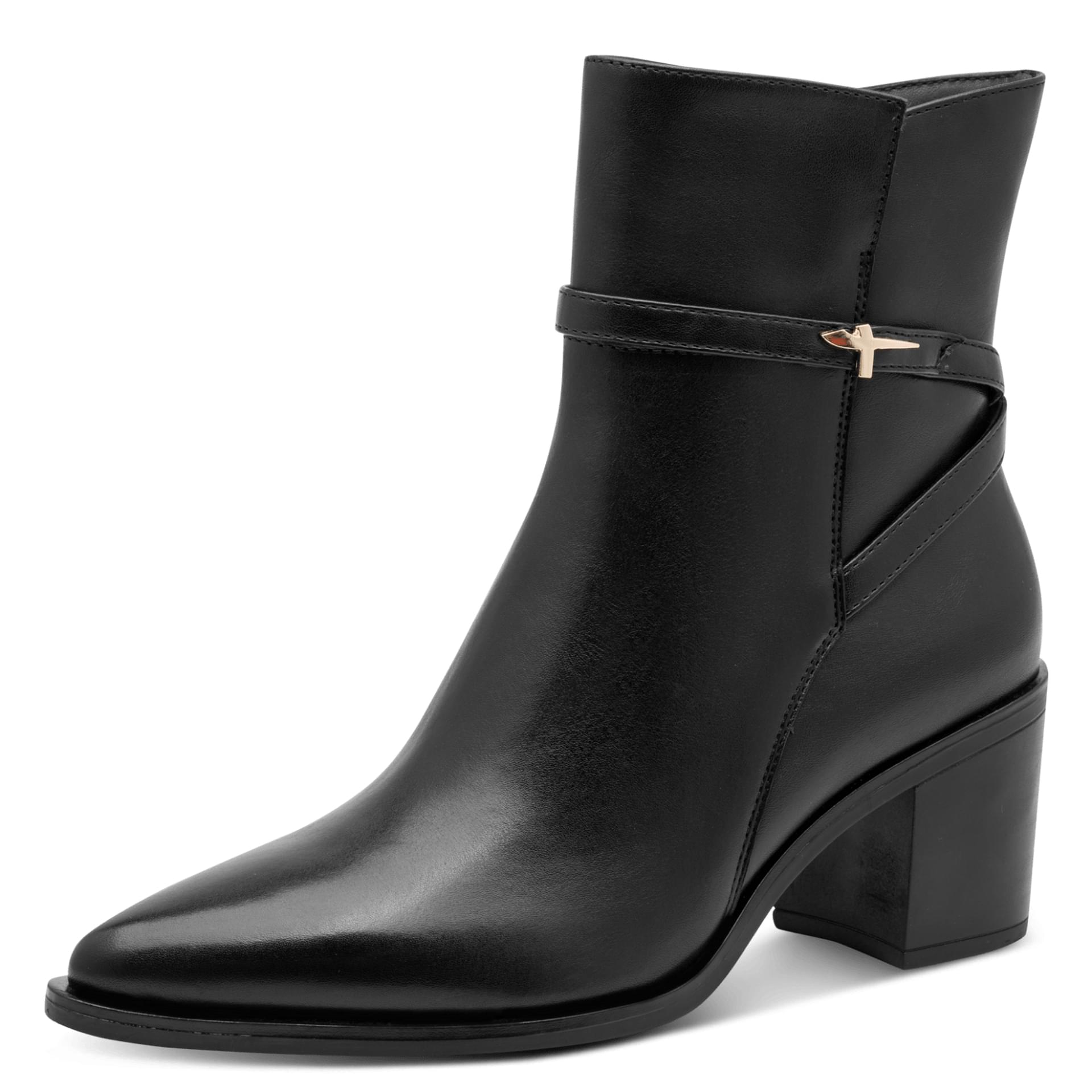 Tamaris Gaille Ankle Boots leather in Black, three-quarter view (SKU 1-25331-47--001)