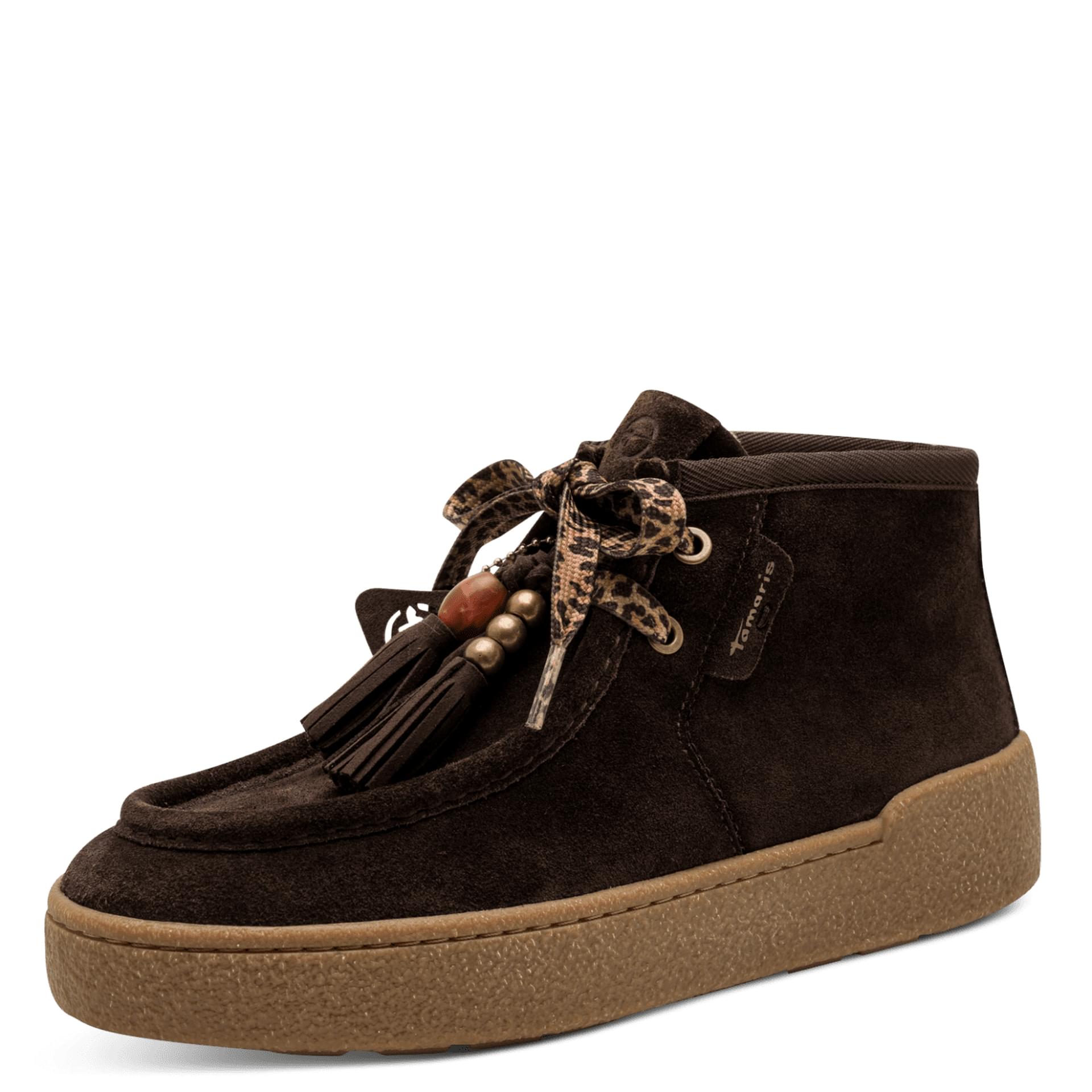Tamaris Ginger Sneakers leather in Mocca, three-quarter view (SKU 1-25406-47--304)