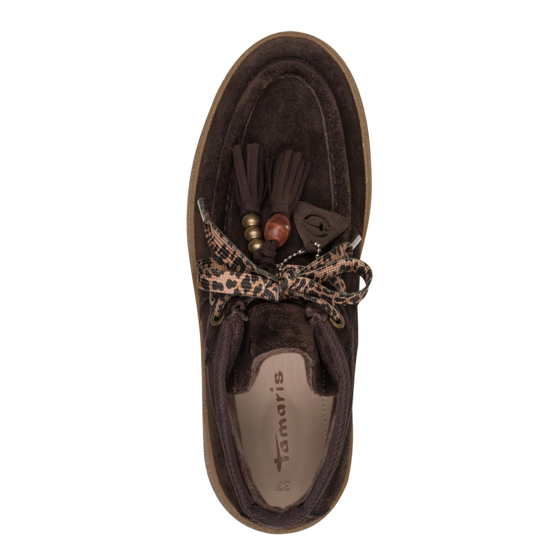 Tamaris Ginger Sneakers leather in Mocca, top view (SKU 1-25406-47--304)