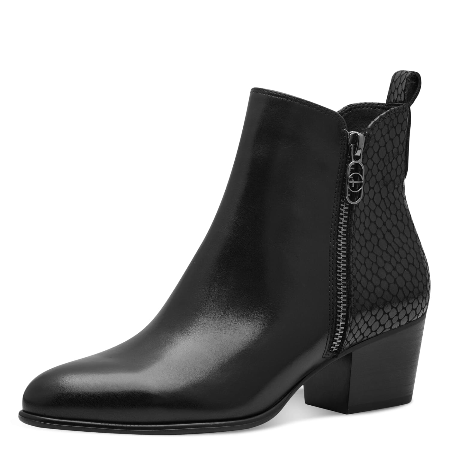 Tamaris Hotty Ankle Boots 1-25398-43 in Black/Struct.