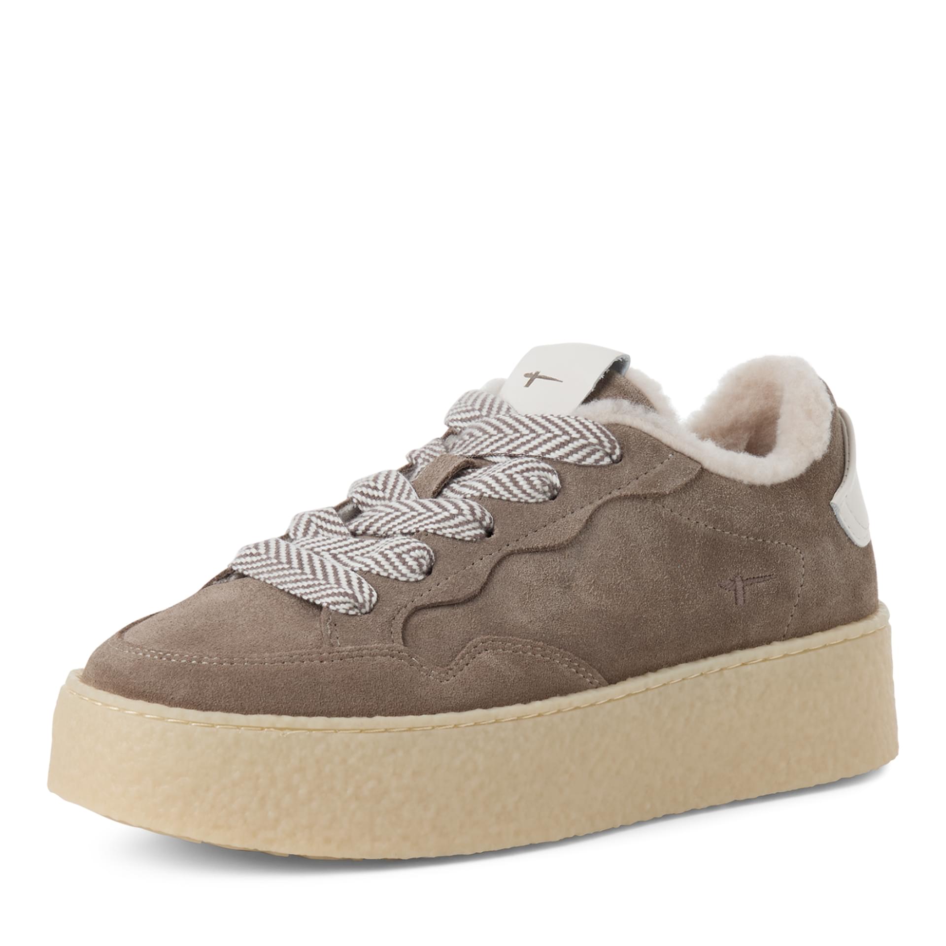 Tamaris Ika Sneakers leather in Taupe, three-quarter view (SKU 1-23706-47--341)