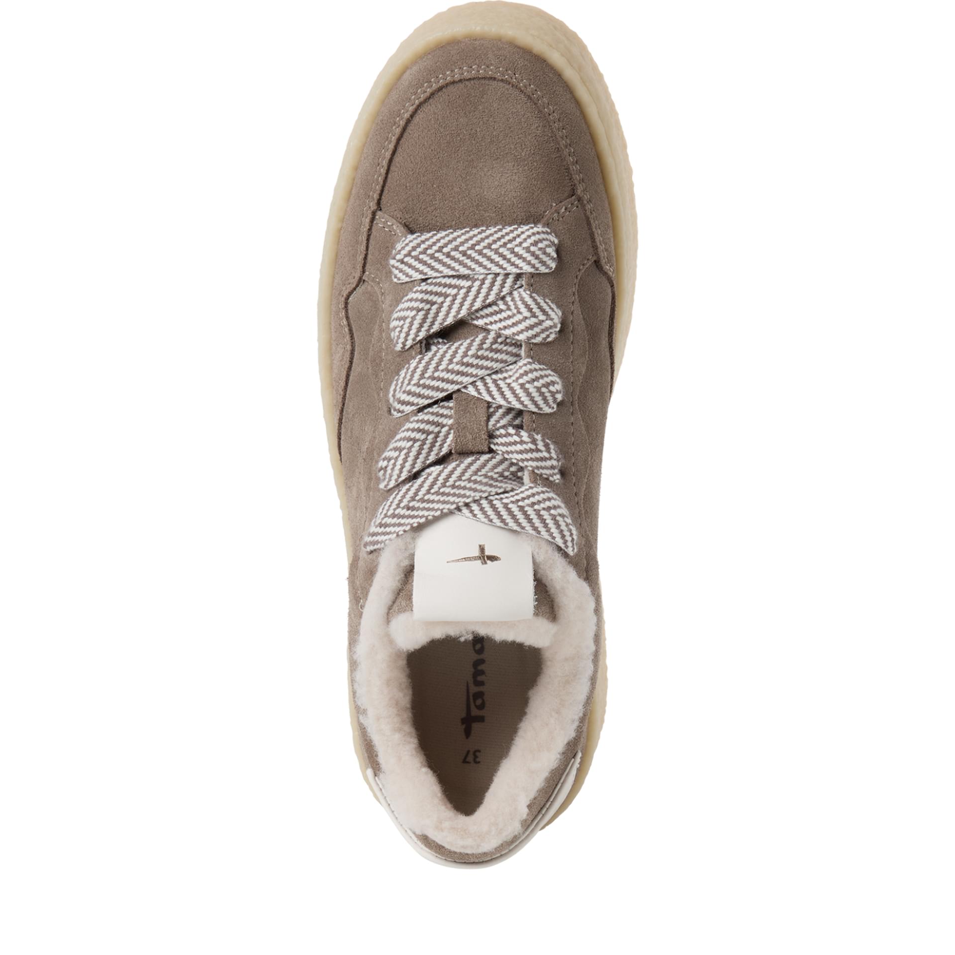 Tamaris Ika Sneakers leather in Taupe, top view (SKU 1-23706-47--341)