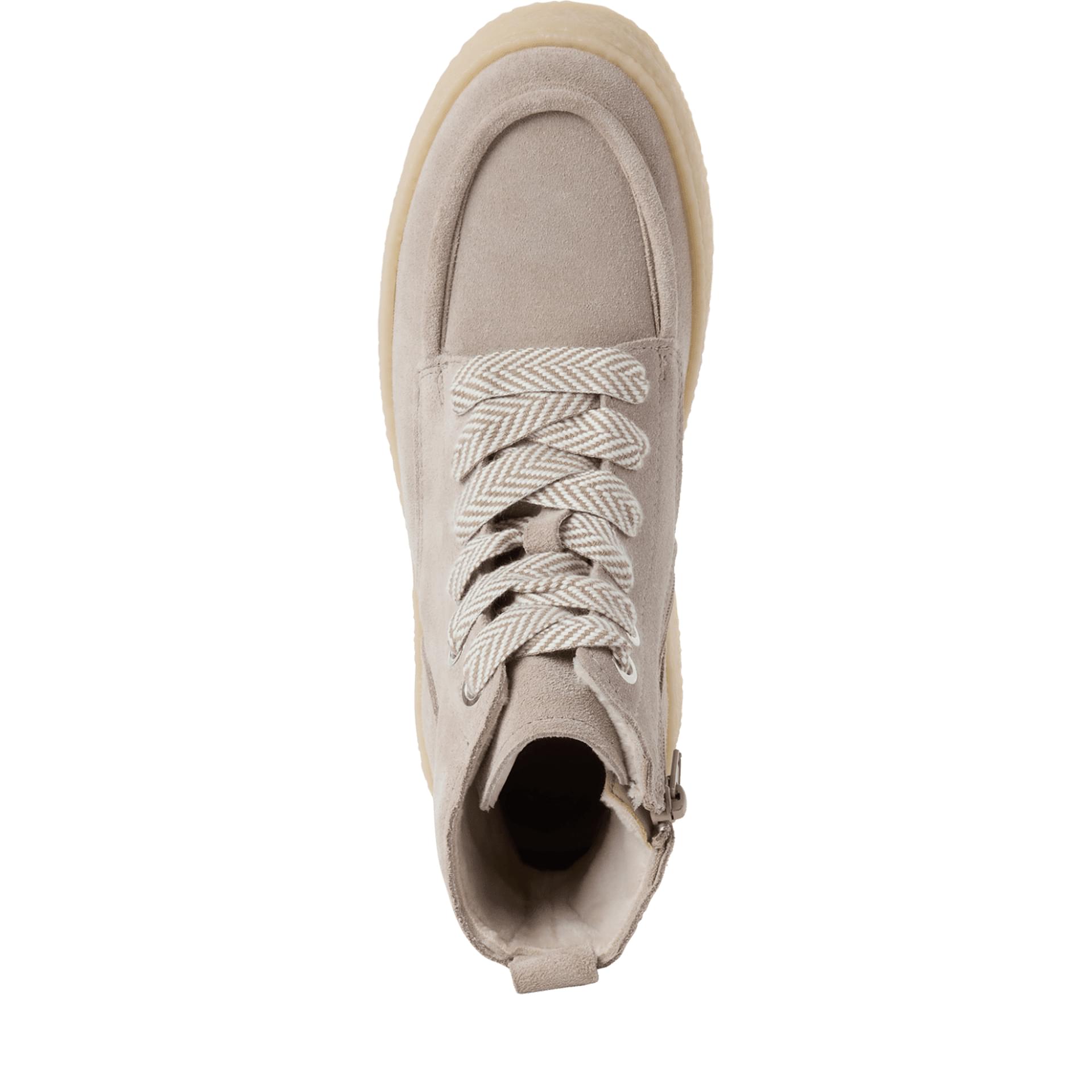 Tamaris Ika Enkellaarsjes leer in Light Taupe, bovenaanzicht (SKU 1-25200-47--377)