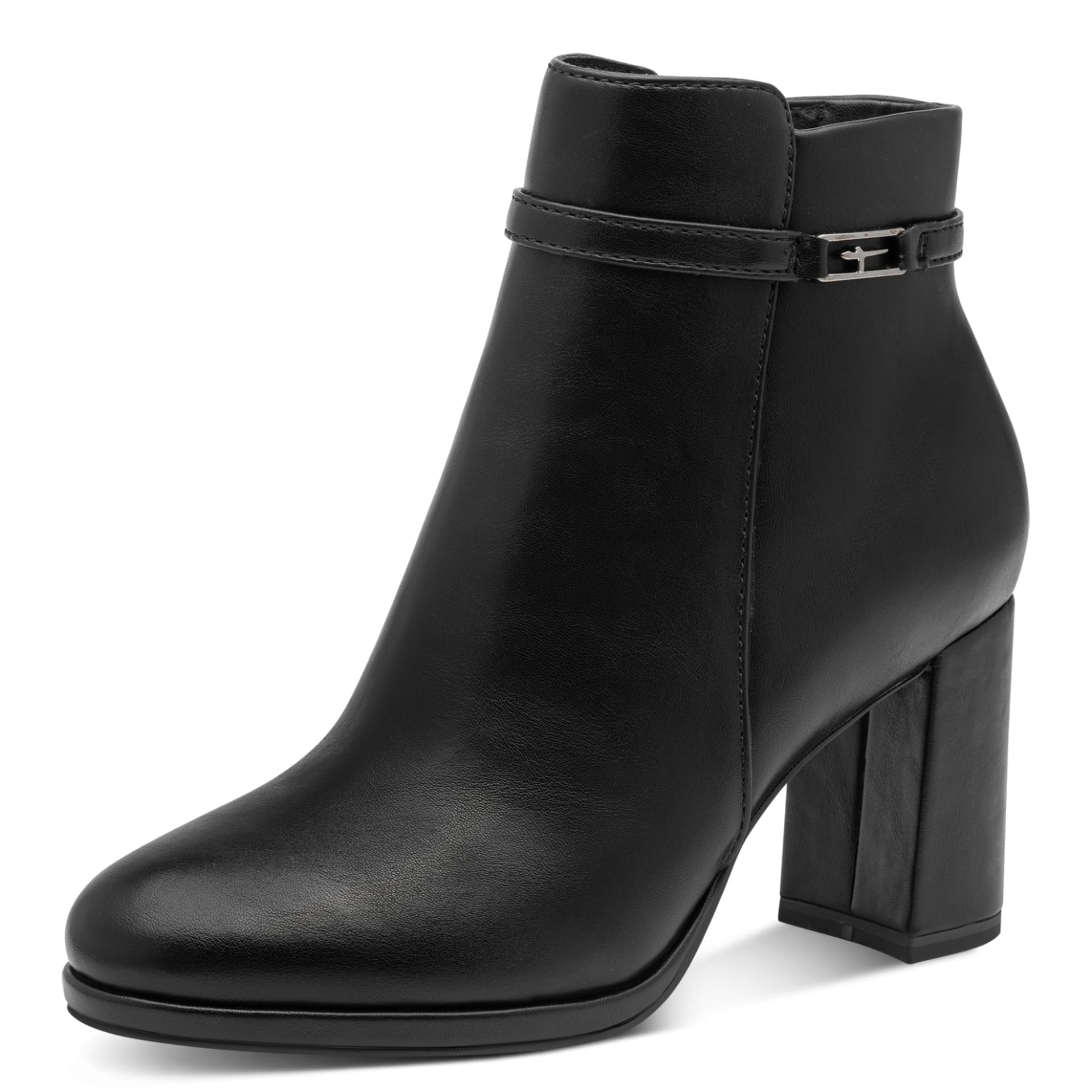 Tamaris Imola Bottines in Black Matt, vue trois-quarts (SKU 1-25032-47--020)