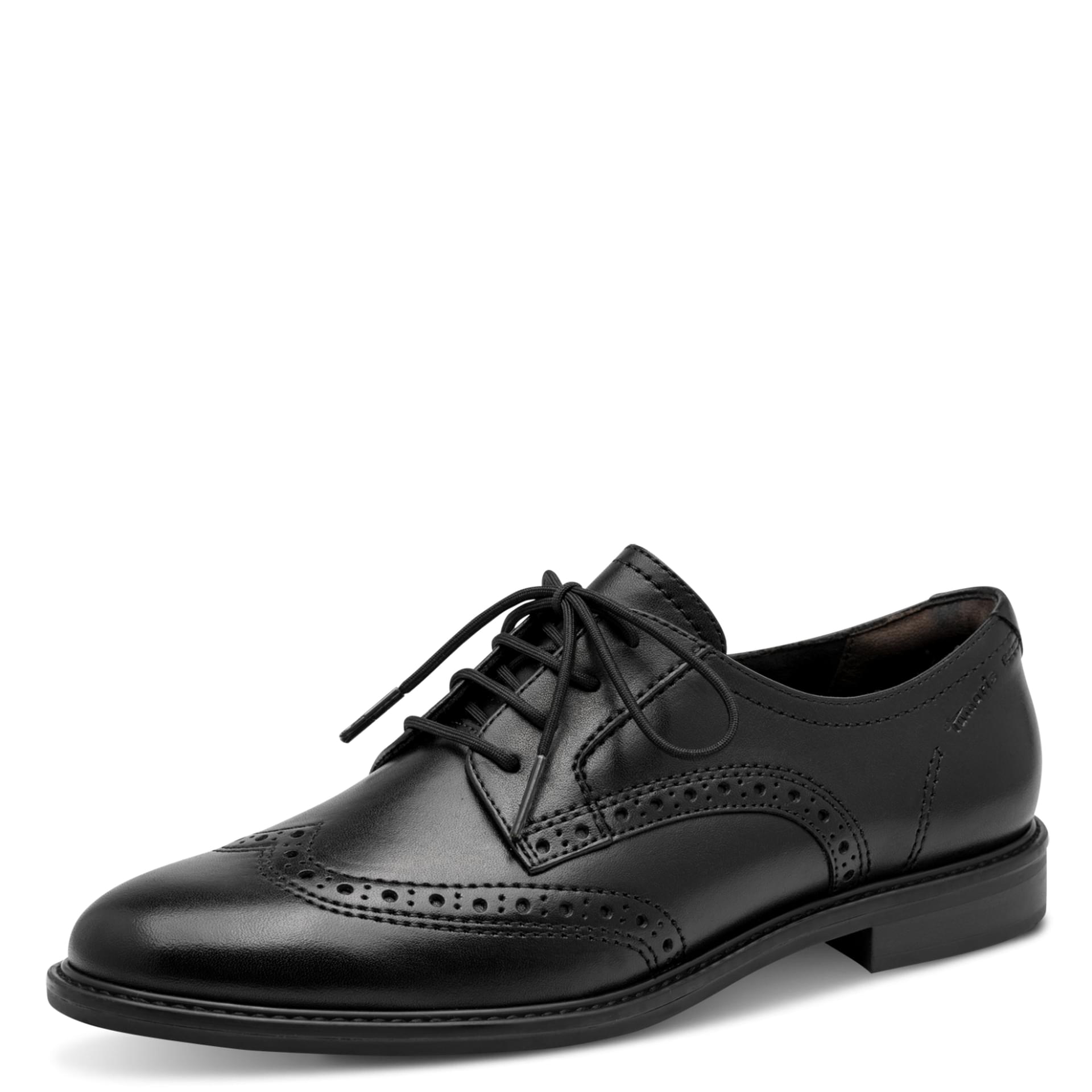 Tamaris Jolla Lace leather in Black, three-quarter view (SKU 1-23205-47--001)