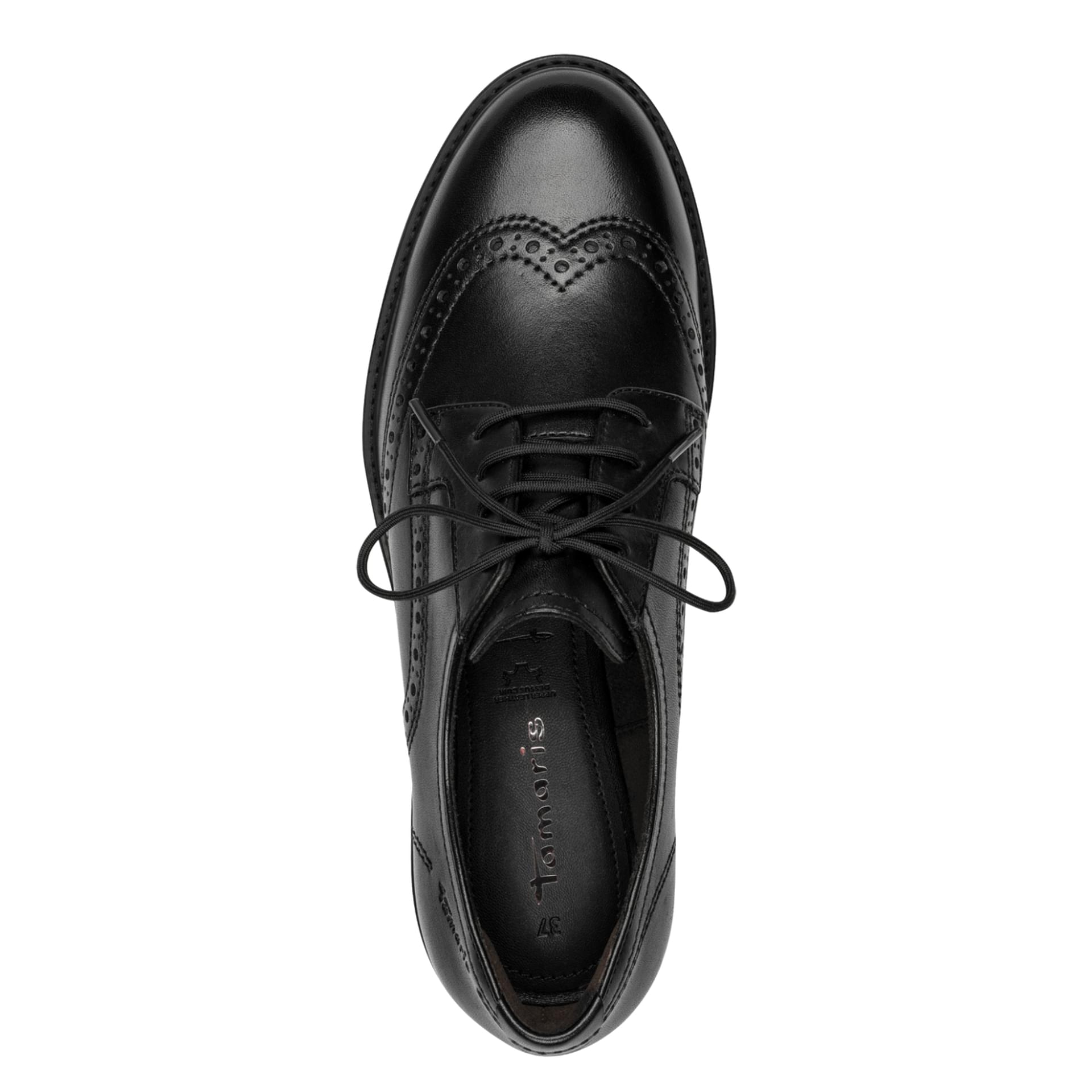 Tamaris Jolla Lace leather in Black, top view (SKU 1-23205-47--001)