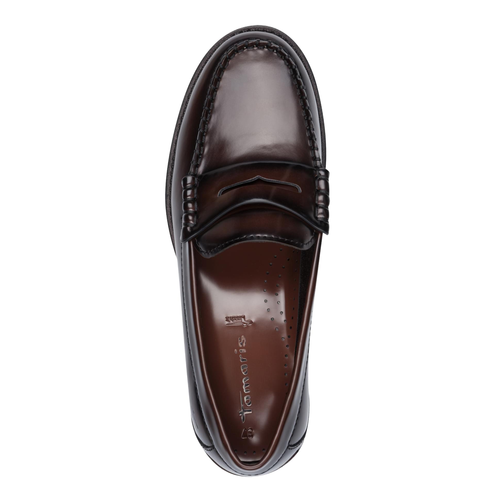Tamaris Lelani Loafers in Mocca, top view (SKU 1-24252-47--304)