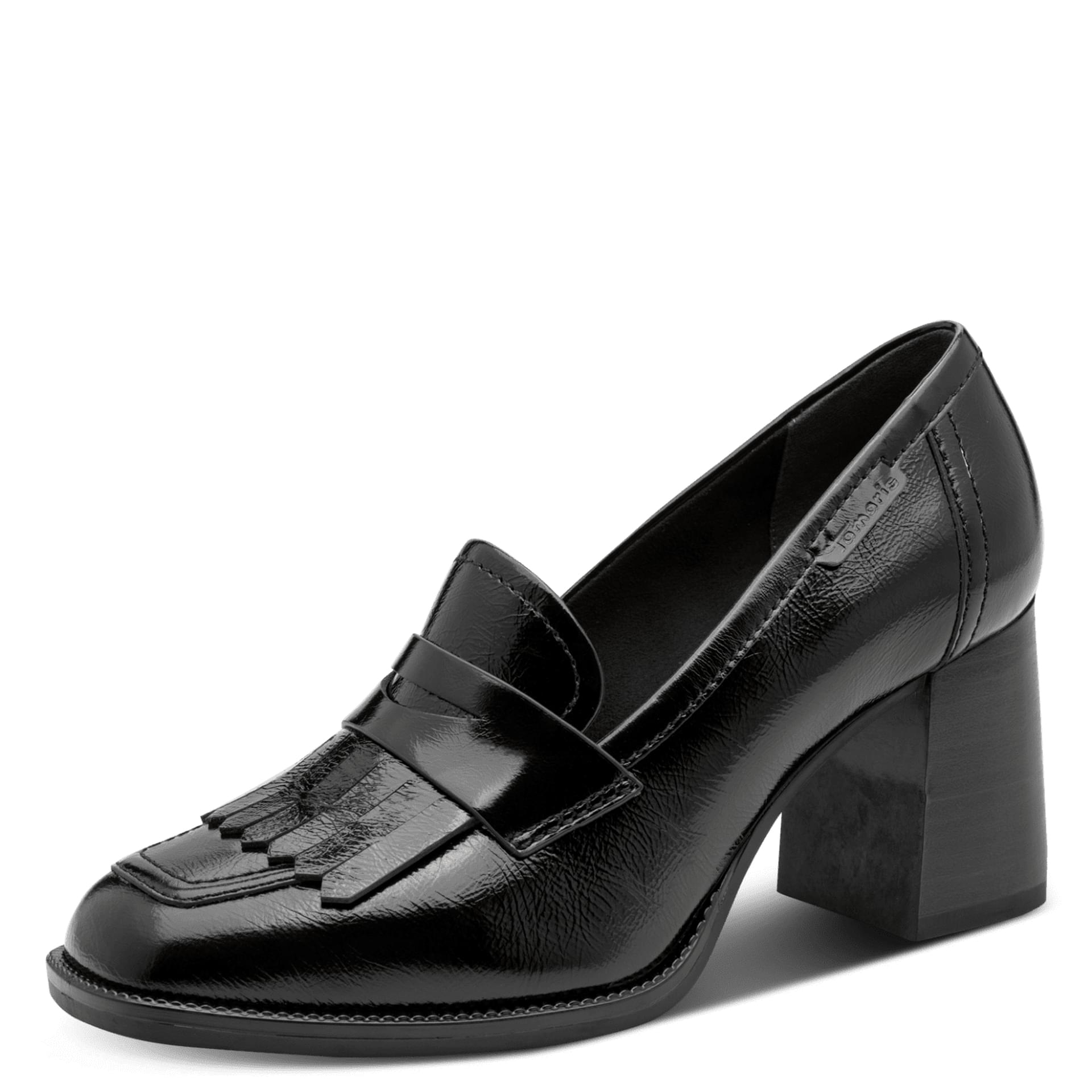 Tamaris Linny Trotteurs leather in Black, three-quarter view (SKU 1-24454-47--001)