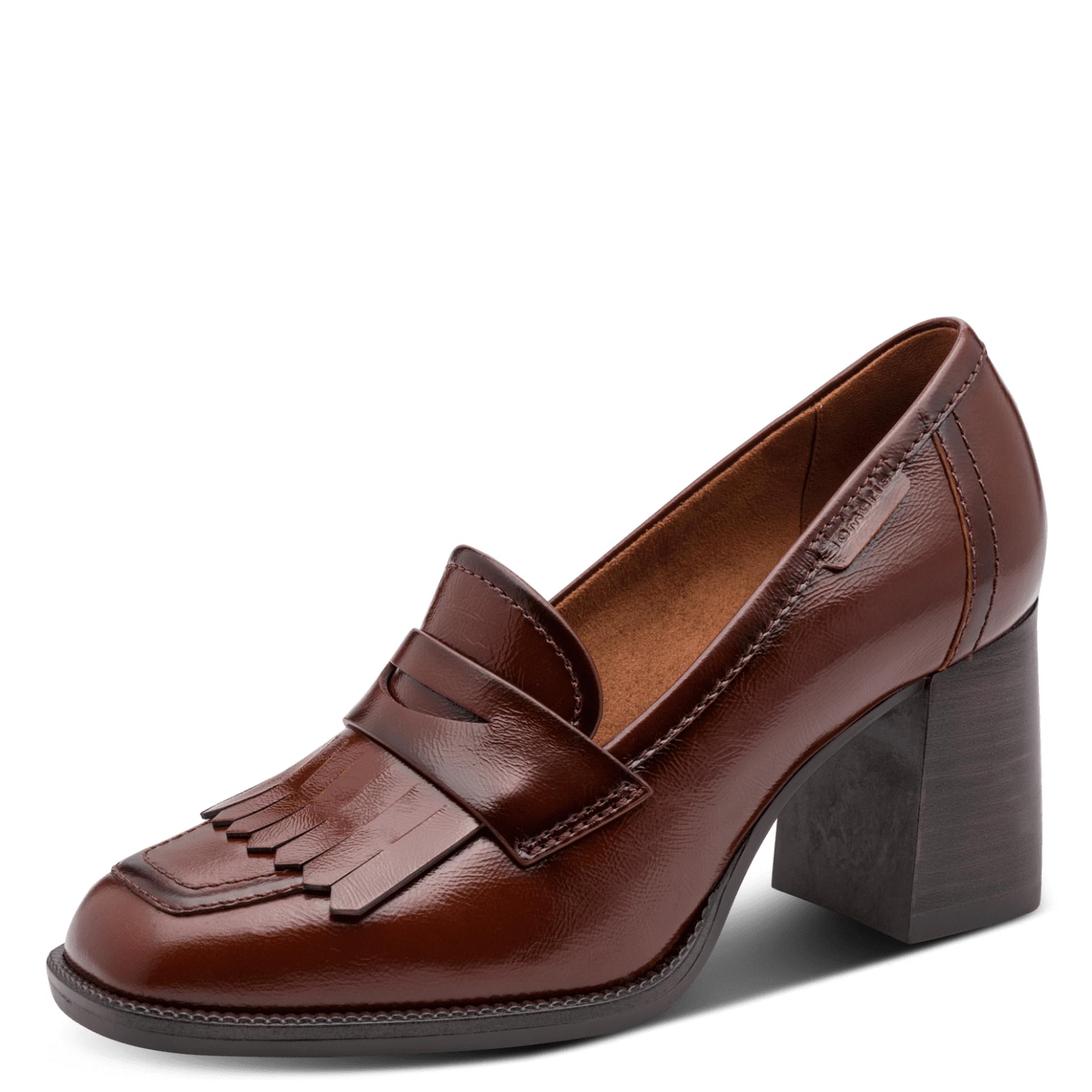 Tamaris Linny Trotteurs leather in Cognac, three-quarter view (SKU 1-24454-47--305)
