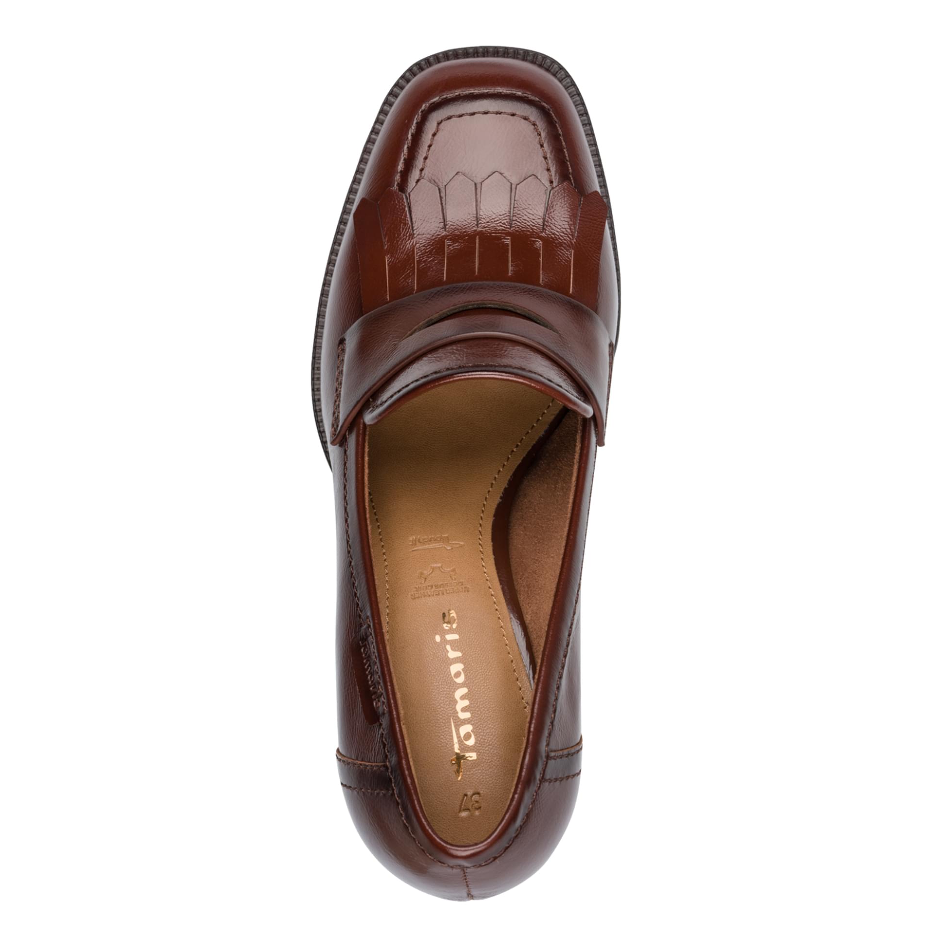 Tamaris Linny Trotteurs leather in Cognac, top view (SKU 1-24454-47--305)