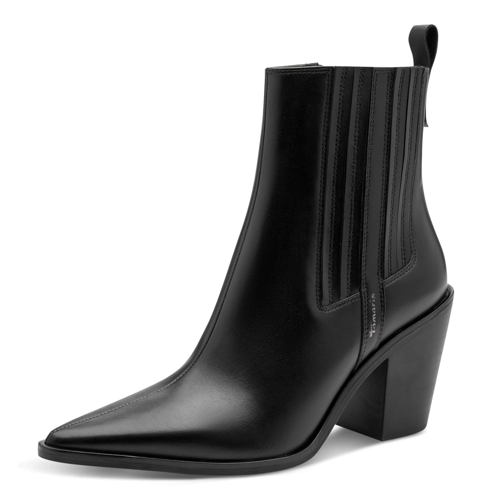 Tamaris Loulia Bottines cuir in Black, vue trois-quarts (SKU 1-25359-47--001)