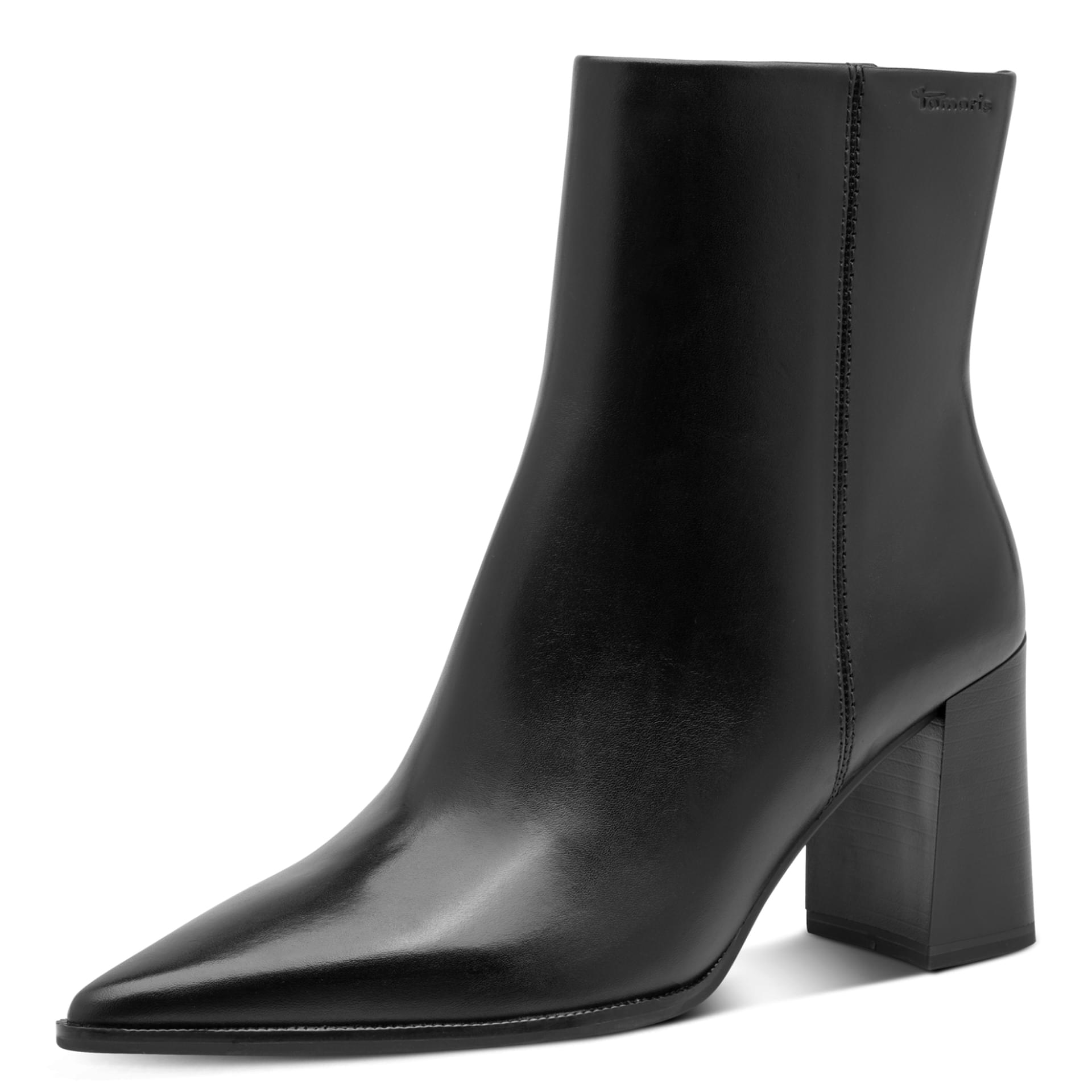 Tamaris Loulia Bottines cuir in Black, vue trois-quarts (SKU 1-25394-47--001)
