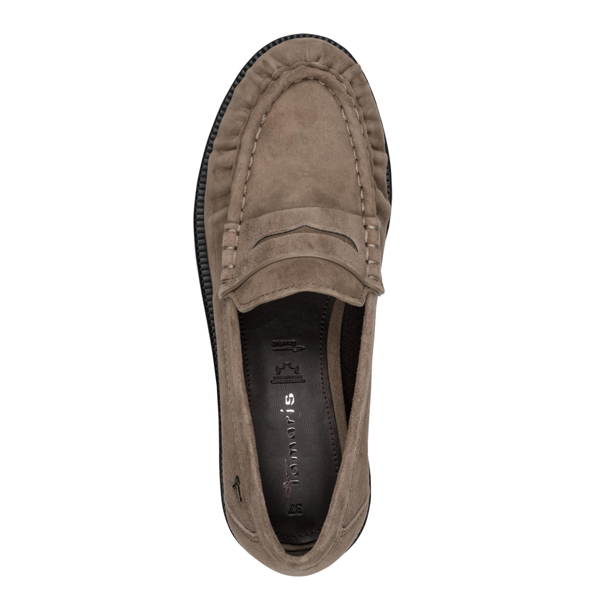 Tamaris Ludmila Loafers leather in Taupe, top view (SKU 1-24251-47--341)