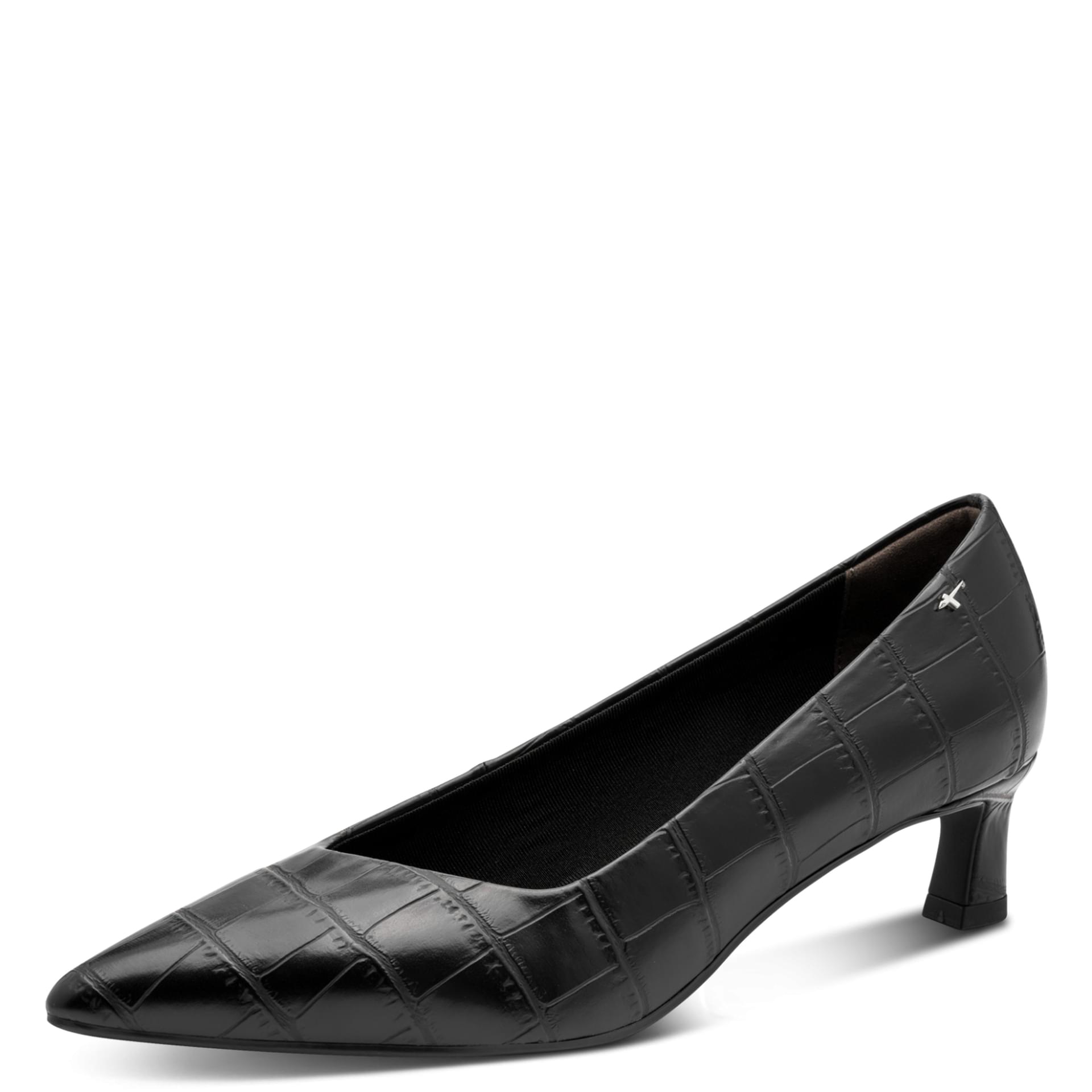 Tamaris Marilu Talons in Black Croco, vue trois-quarts (SKU 1-22351-47--028)