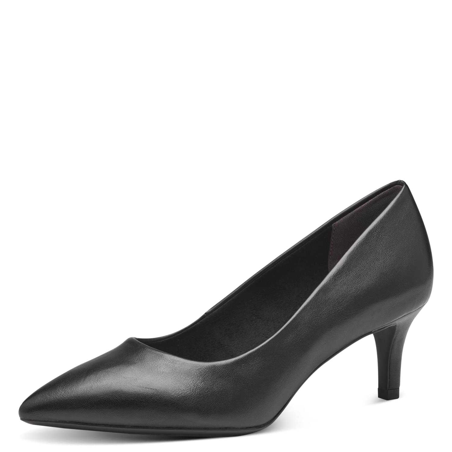 Tamaris Marley Heels in Black Matt, three-quarter view (SKU 1-22414-41--020)