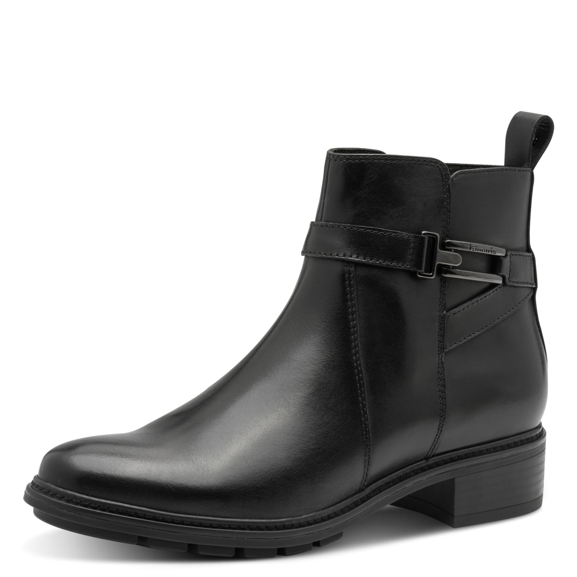 Tamaris Marly Bottines 1-25391-45 in Black Leather