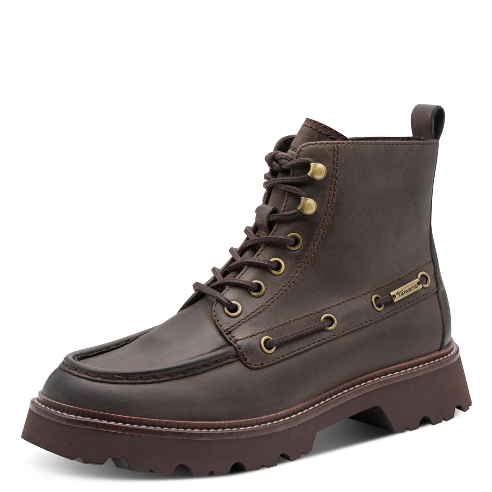 Tamaris Melvaria Bottines cuir in Mocca, vue trois-quarts (SKU 1-25241-47--304)