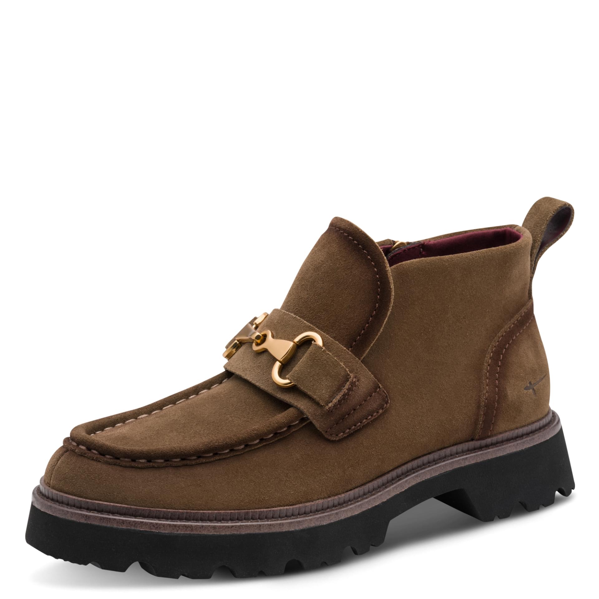 Tamaris Melvaria Enkellaarsjes leer in Camel, driekwartaanzicht (SKU 1-25451-47--310)