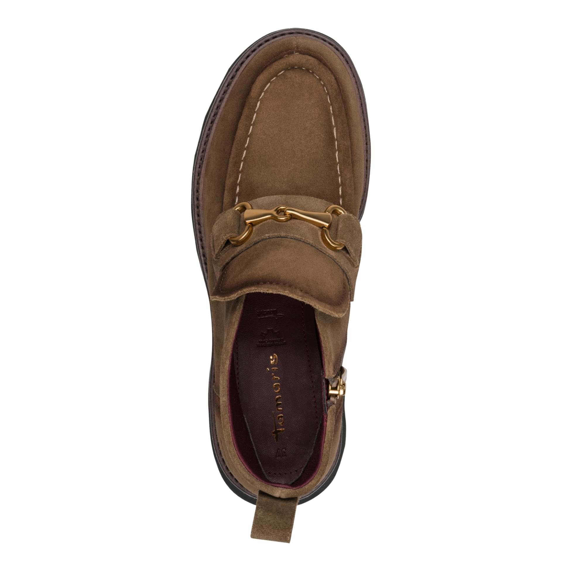 Tamaris Melvaria Enkellaarsjes leer in Camel, bovenaanzicht (SKU 1-25451-47--310)