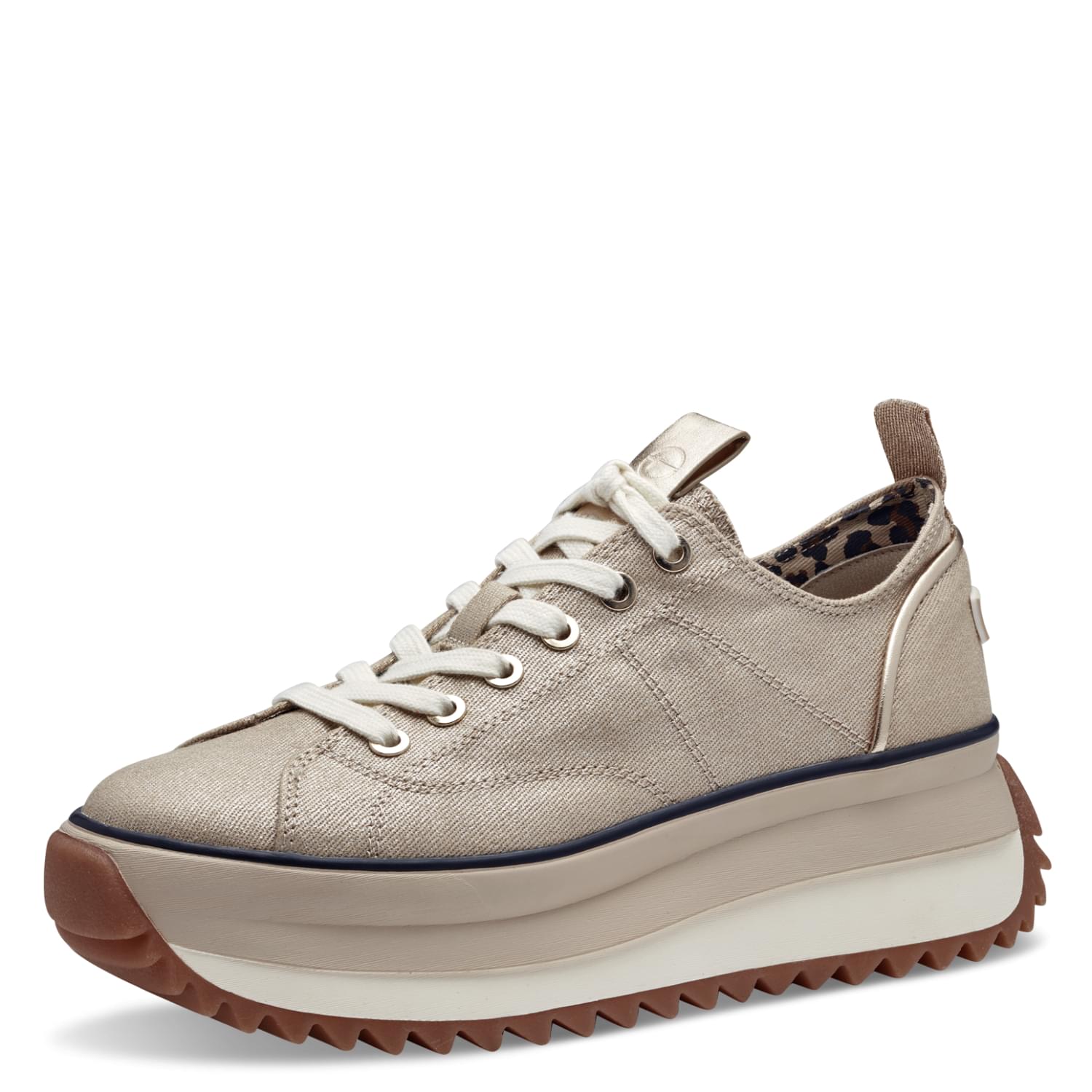 Tamaris Milena Baskets in Light Gold, vue trois-quarts (SKU 1-23731-41--933)