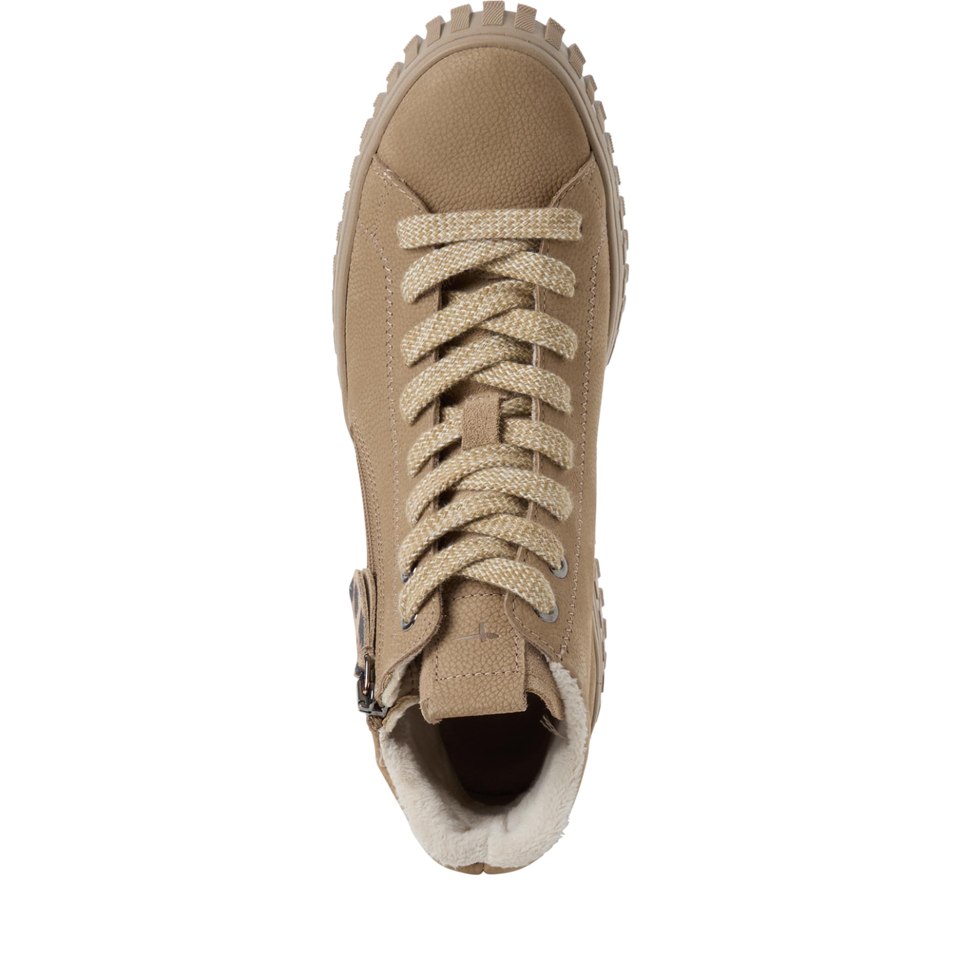 Tamaris Minora Ankle Boots in Beige, top view (SKU 1-25201-47--400)