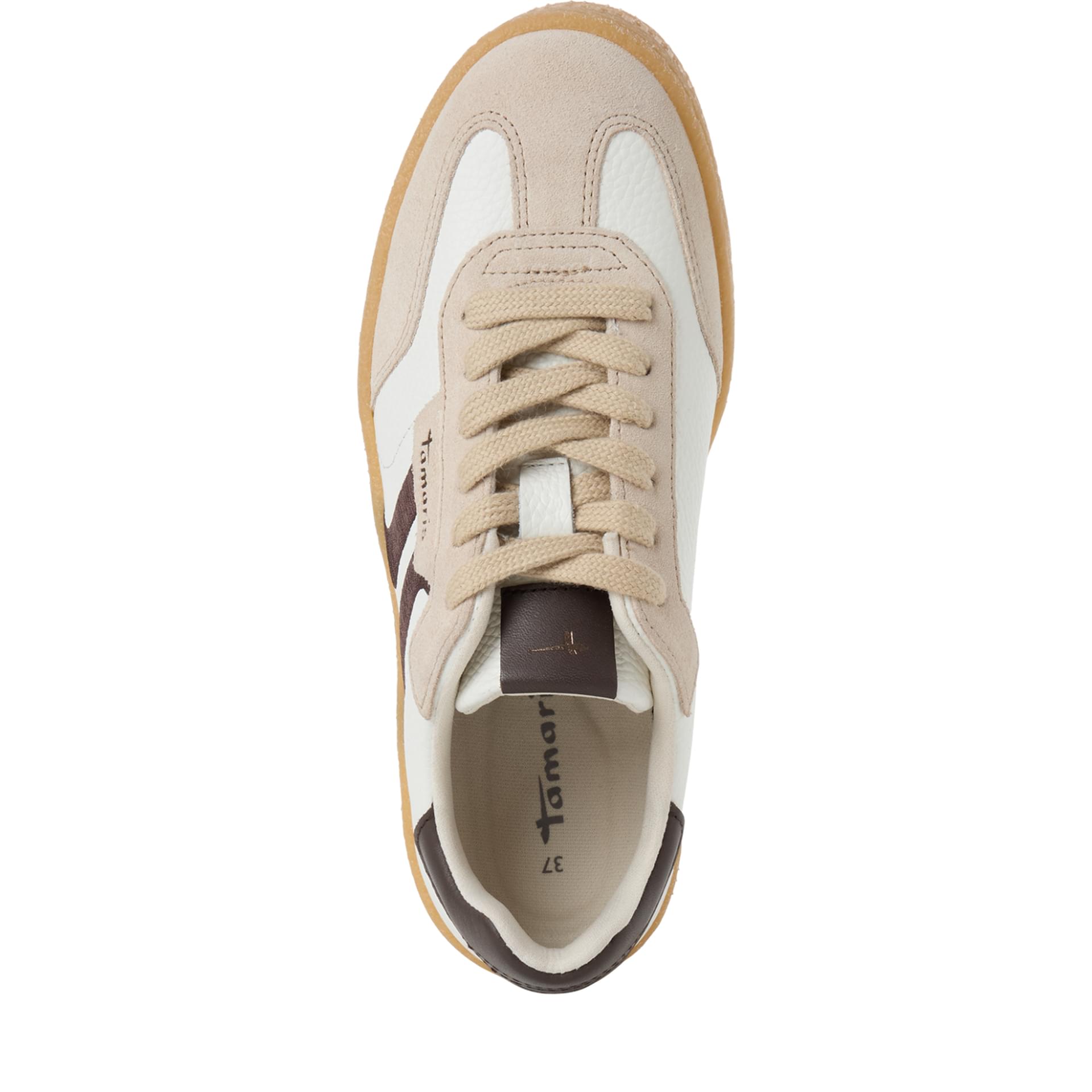 Tamaris Nakja Baskets cuir in Offwhite Comb, vue de dessus (SKU 1-23723-44--147)
