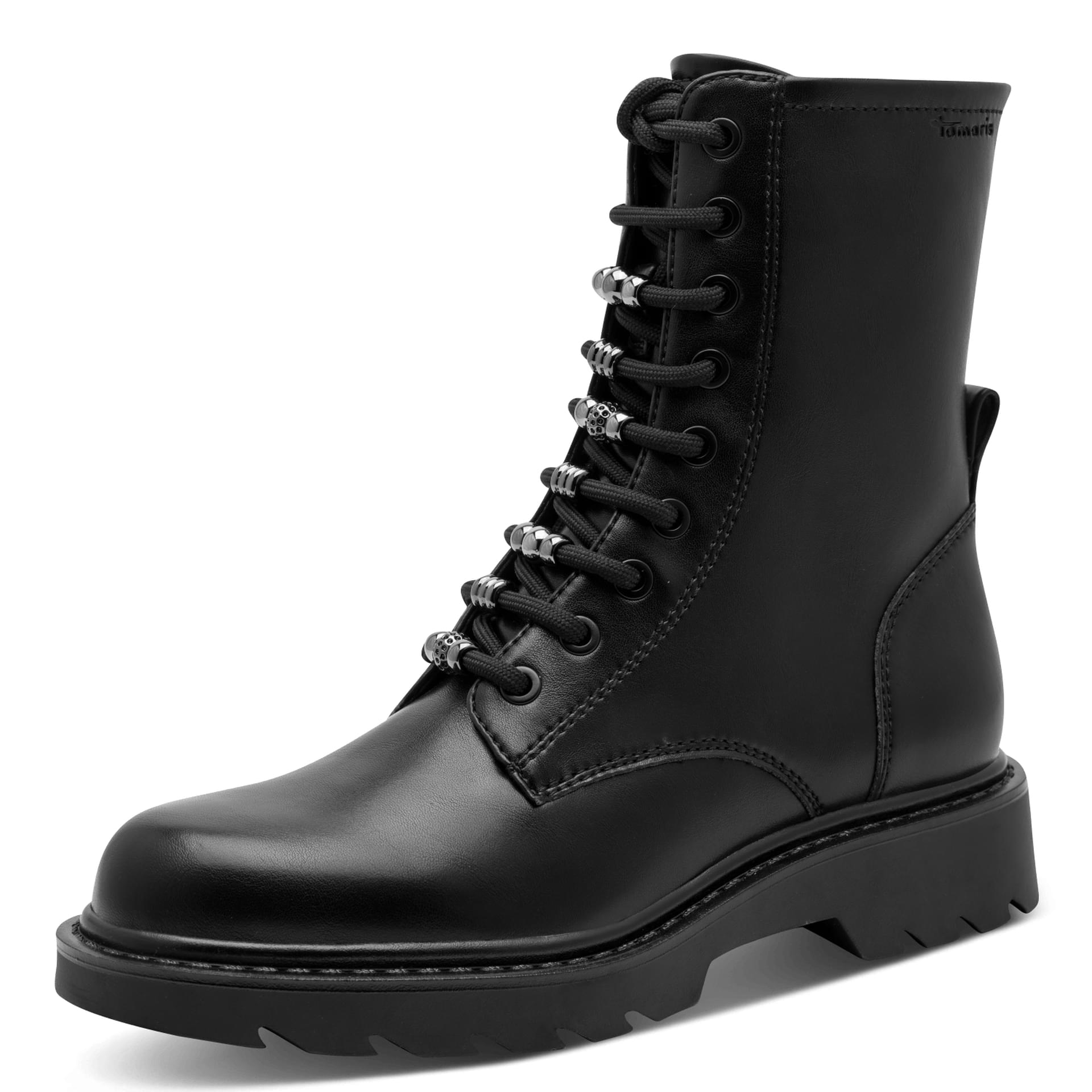 Tamaris Nelia Ankle Boots in Black, three-quarter view (SKU 1-25256-47--001)