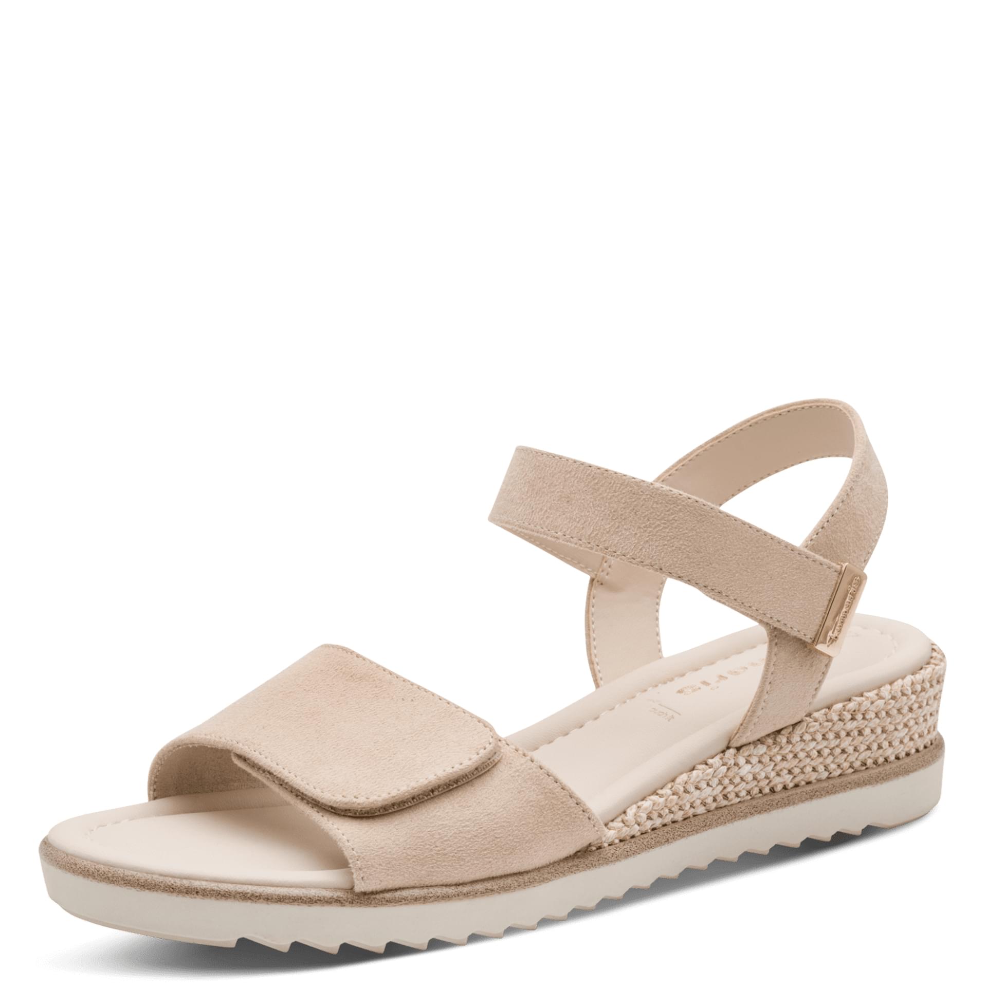 Tamaris Nirmala Sandals in Nude, three-quarter view (SKU 1-28118-44--251)