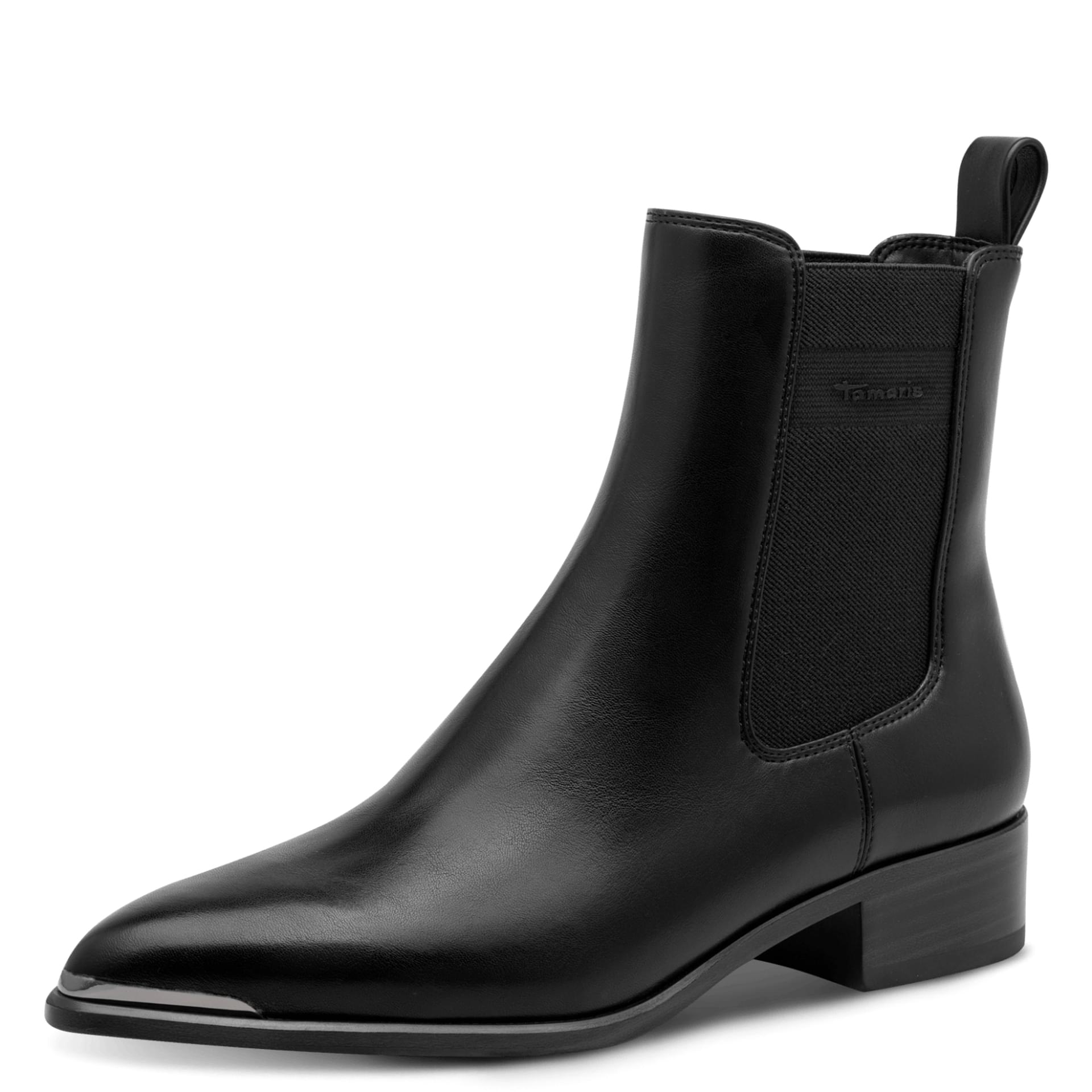 Tamaris Norivelle Chelsea Boots in Black Matt, three-quarter view (SKU 1-25368-47--020)