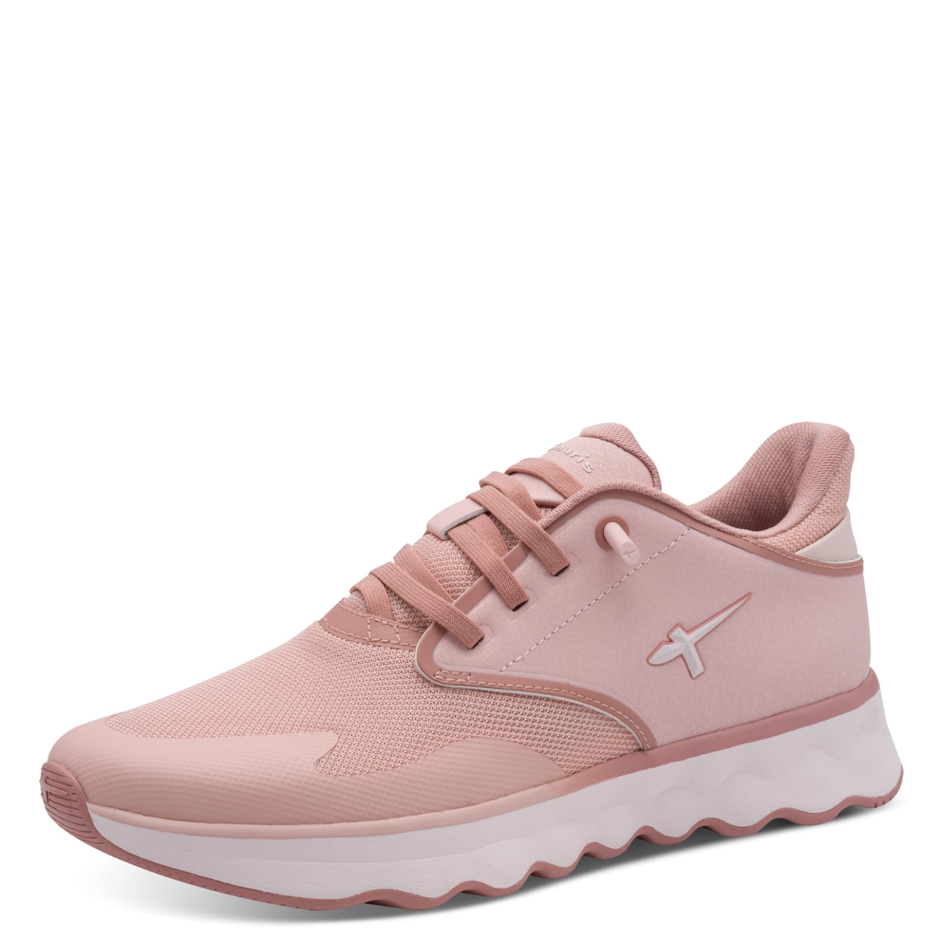 Tamaris Nowana Sneakers mesh in Rose, three-quarter view (SKU 1-23700-44--521)