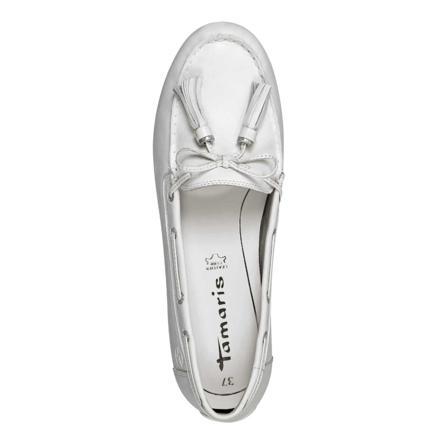 Tamaris Paty Flats 1-1-24613-20 in White Leather
