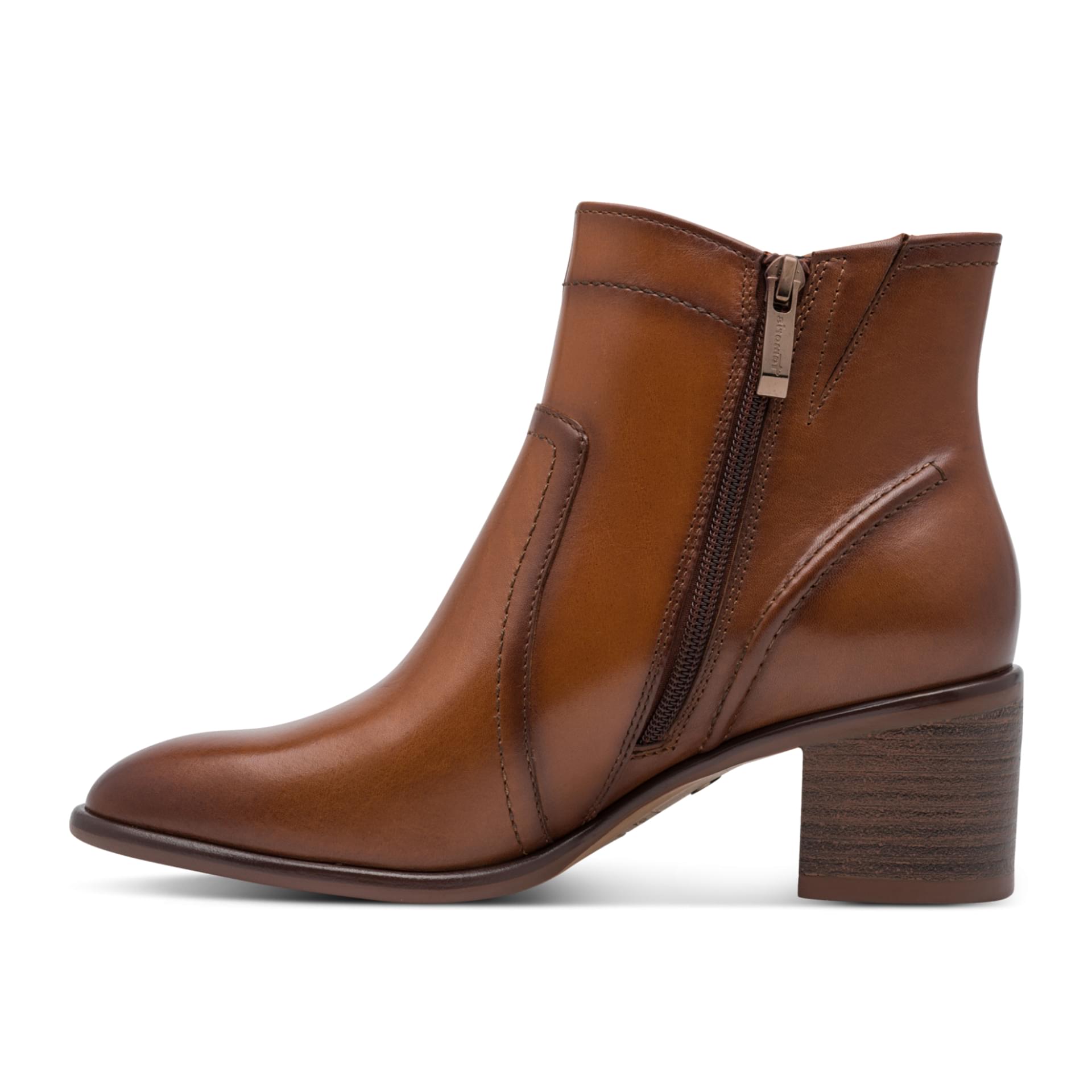 Tamaris Rudinia Ankle Boots in Cognac Leather, inner side (SKU 1-25313-47--348)