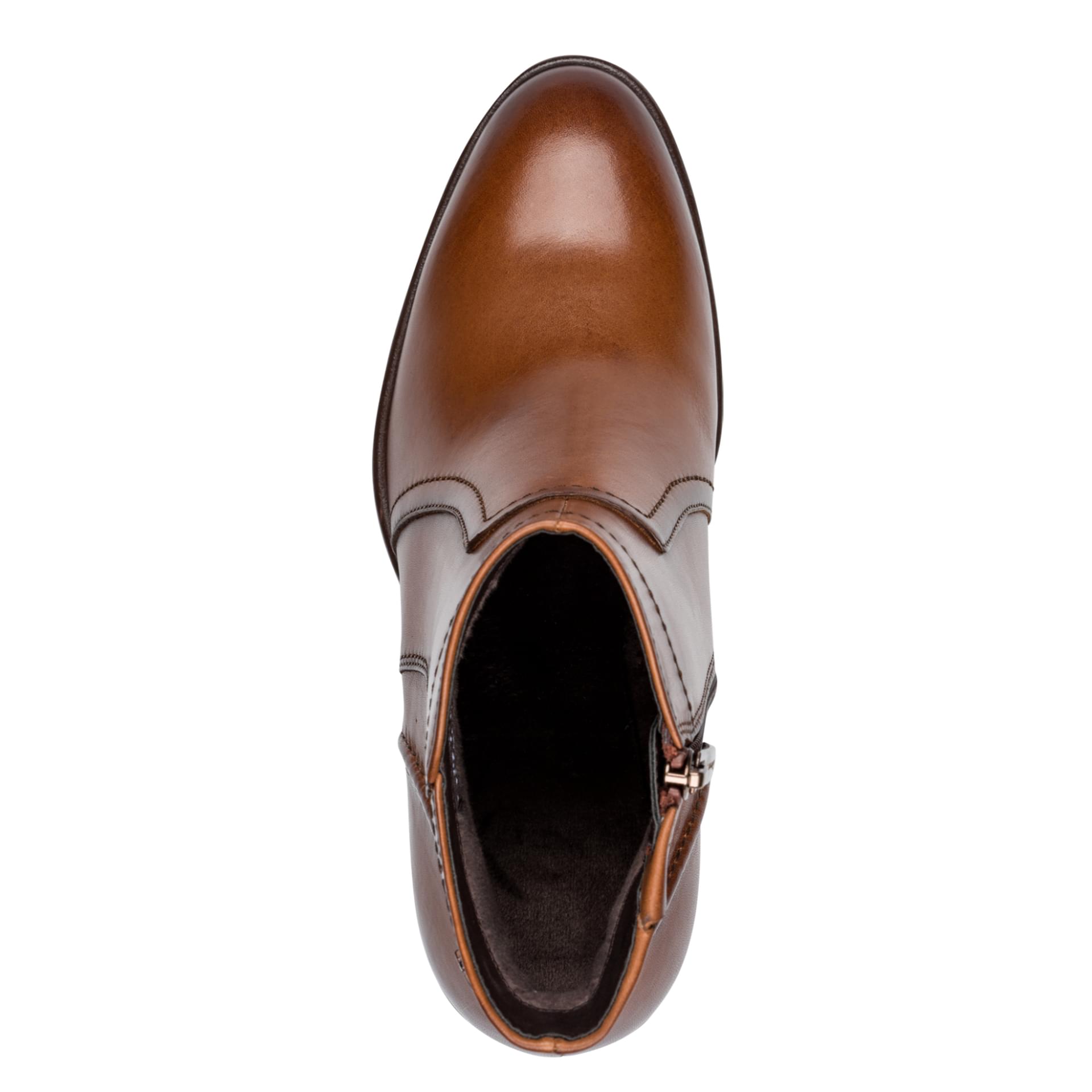 Tamaris Rudinia Ankle Boots in Cognac Leather, top view (SKU 1-25313-47--348)