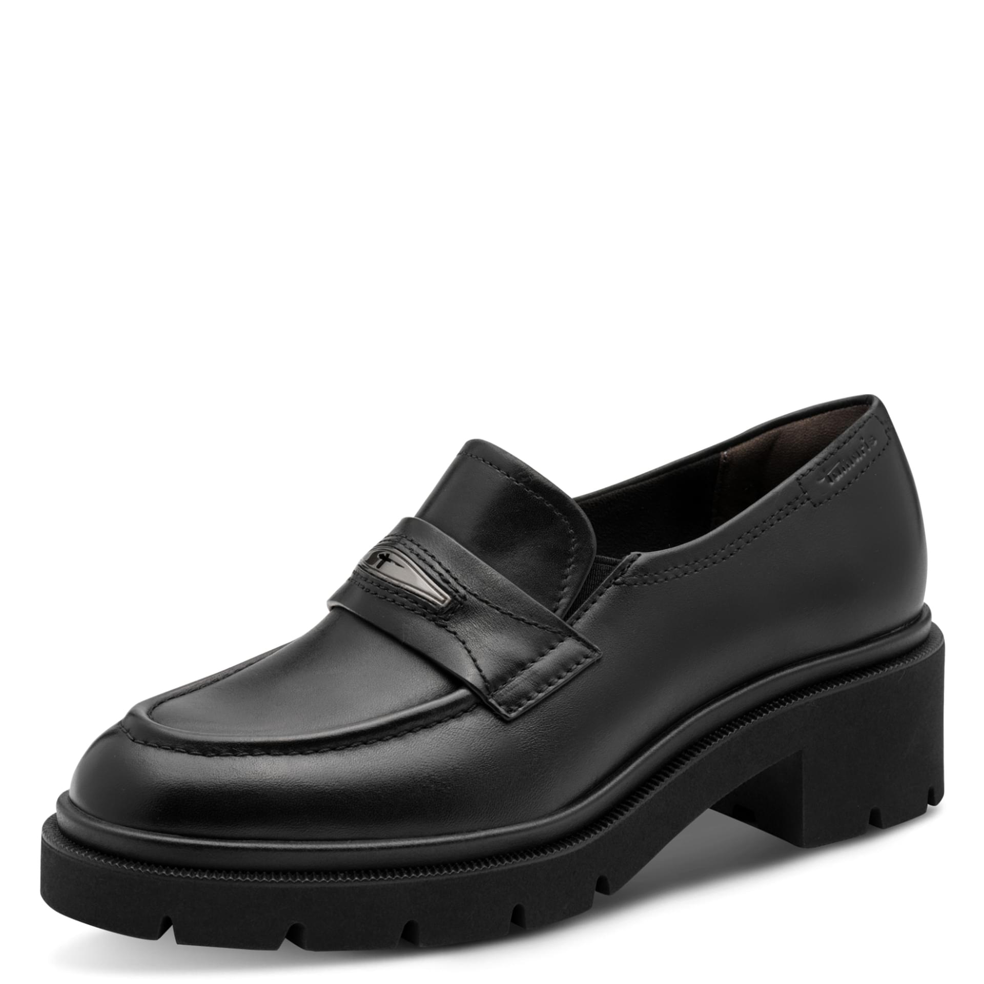 Tamaris Selmira Trotteurs leather in Black Leather, three-quarter view (SKU 1-24721-47--003)