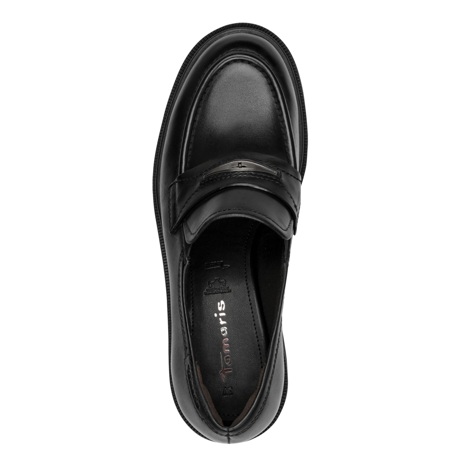 Tamaris Selmira Trotteurs leather in Black Leather, top view (SKU 1-24721-47--003)
