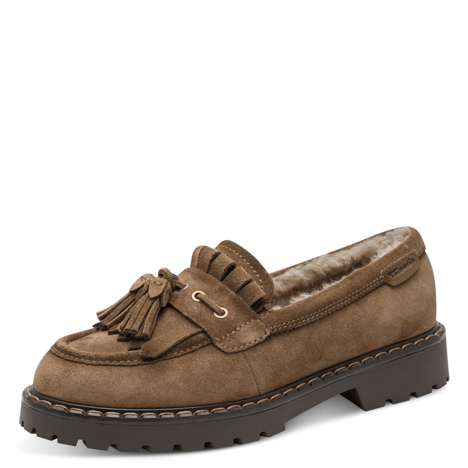 Tamaris Tavendra Loafers leather in Camel, three-quarter view (SKU 1-24716-47--310)
