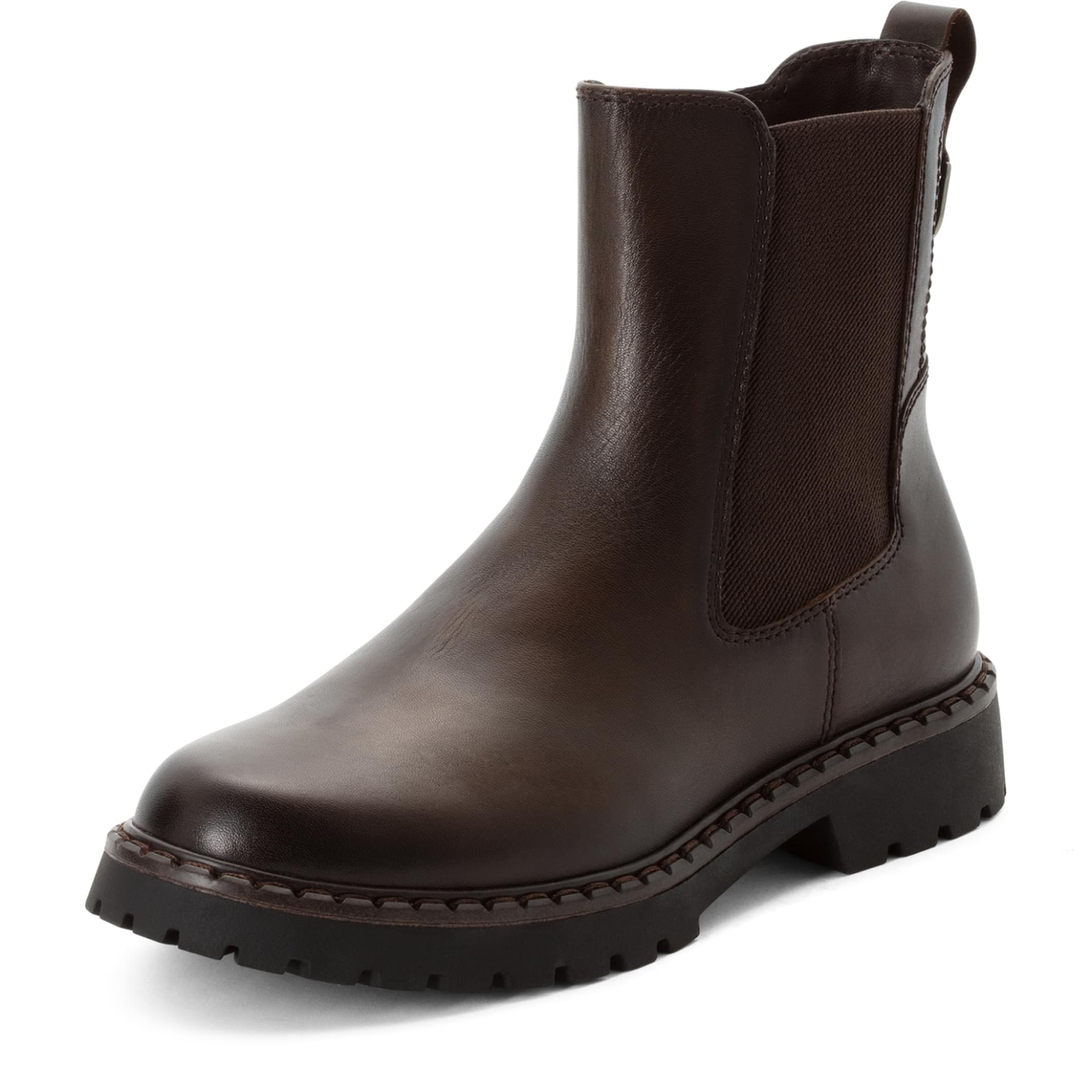 Tamaris Tavendra Chelsea Boots in Mocca Leather, three-quarter view (SKU 1-25449-47--366)