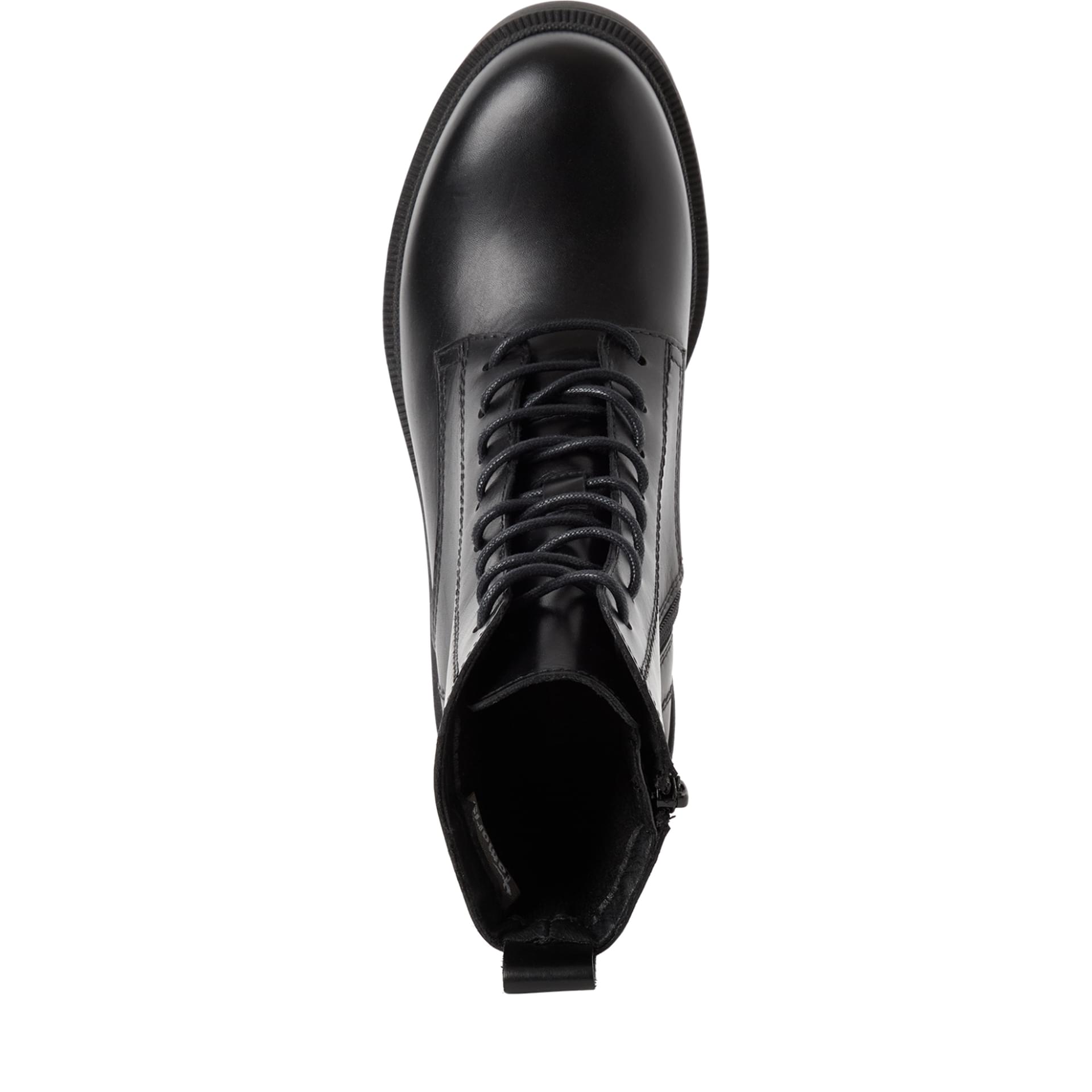 Tamaris Telsa Enkellaarsjes leer in Black, bovenaanzicht (SKU 1-25275-45--001)