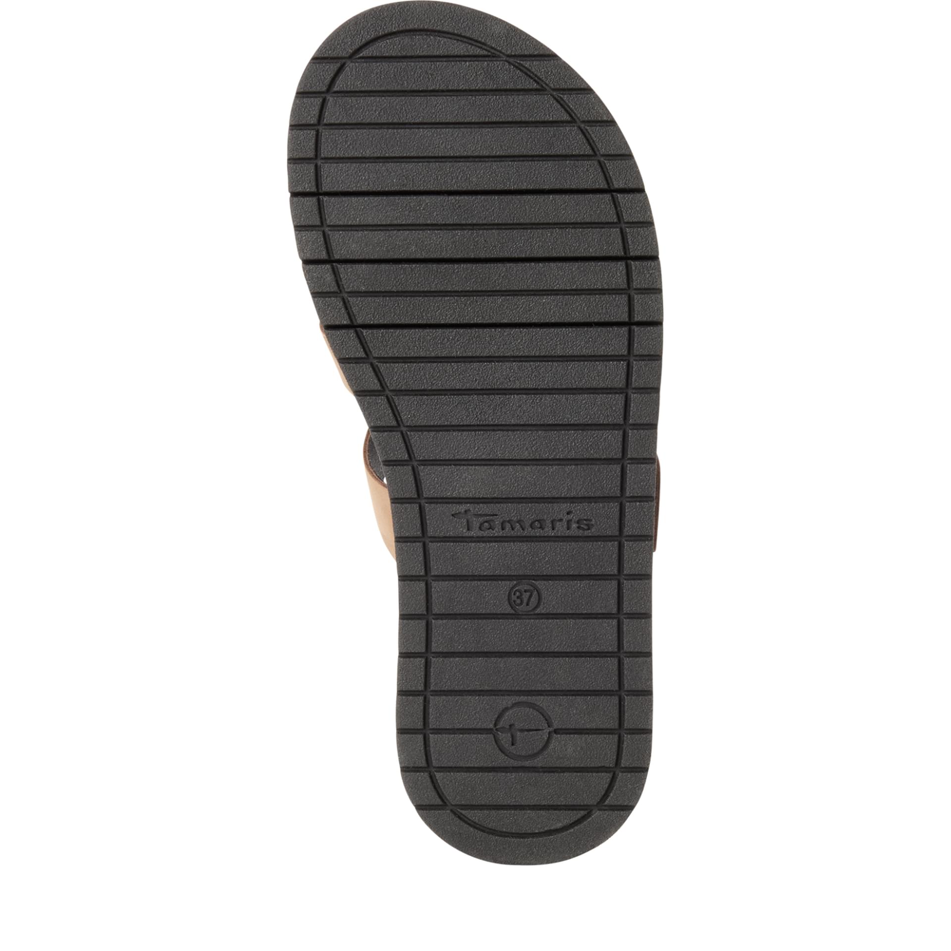 Tamaris Zava Slippers leer in Taupe Nubuc, zool (SKU 1-27102-46--353)