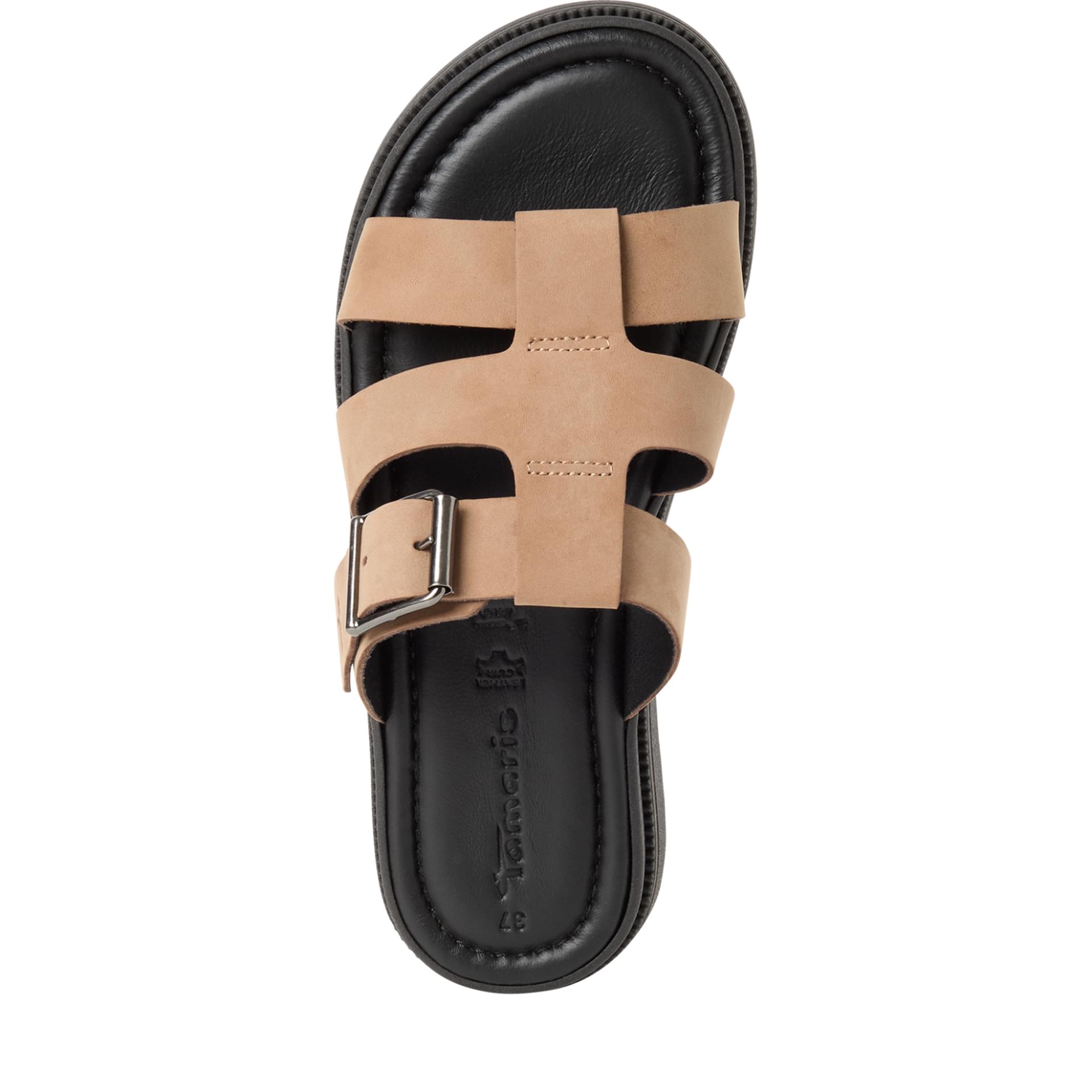Tamaris Zava Slippers leer in Taupe Nubuc, bovenaanzicht (SKU 1-27102-46--353)