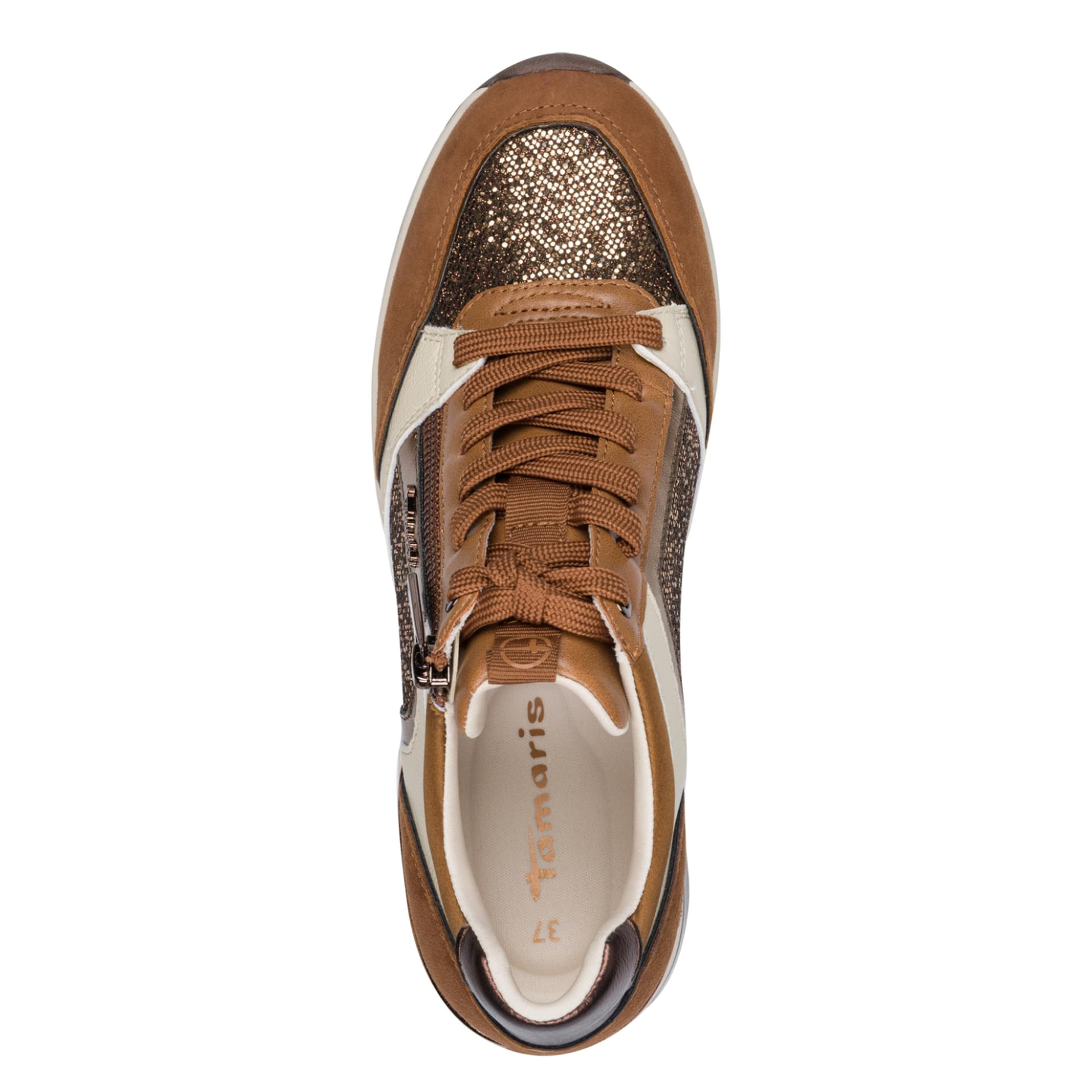 Tamaris Zoe Baskets in Cognac Comb, vue de dessus (SKU 1-23703-41--392)